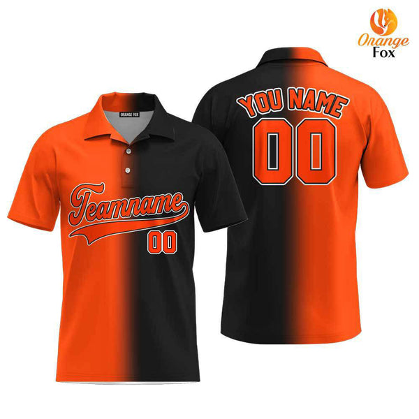 Custom Black White Orange Fade Fashion Custom Polo Shirt For Men