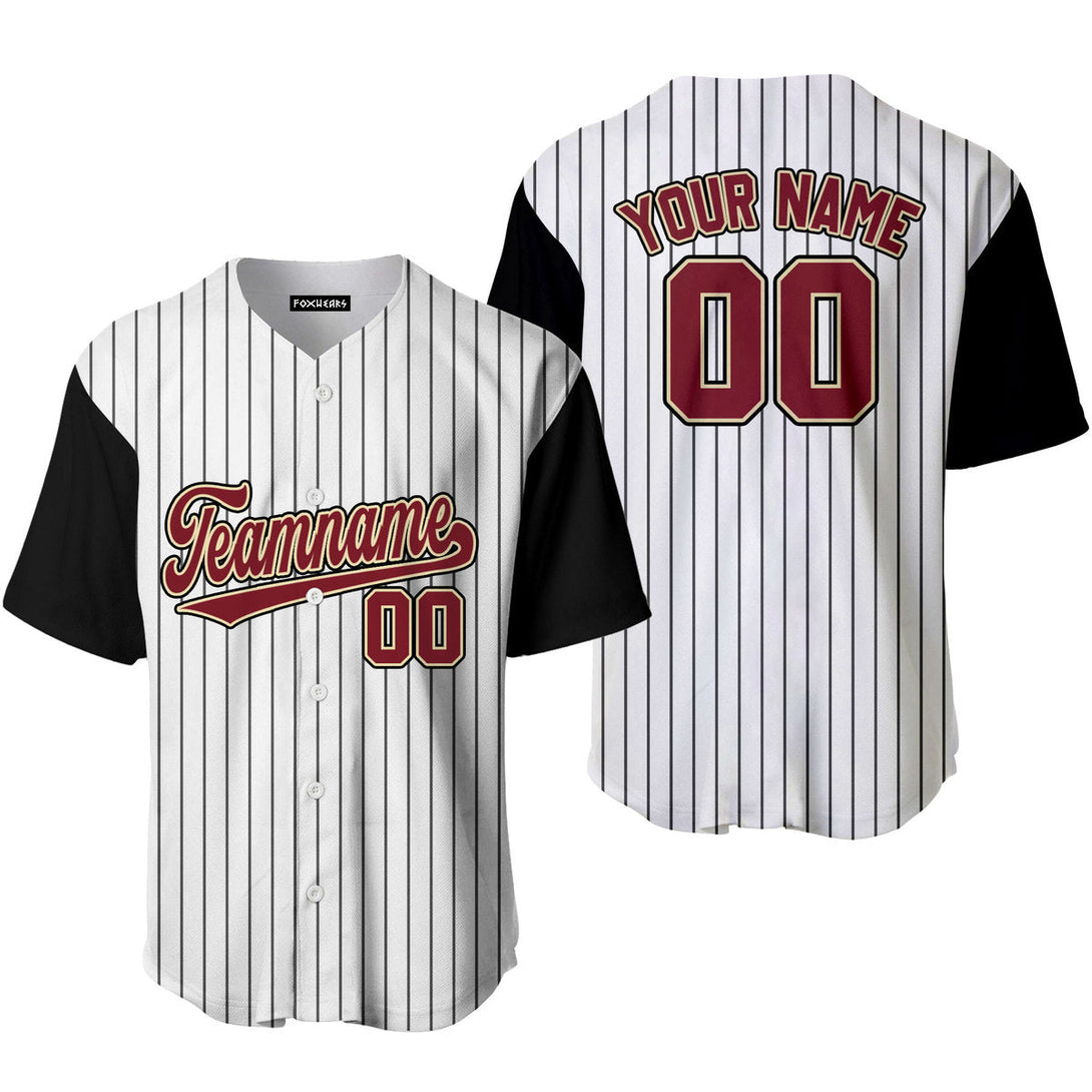 Custom Black White Pinstripe Crimson Cream Raglan Sleeves Baseball Jerseys For Men & Women