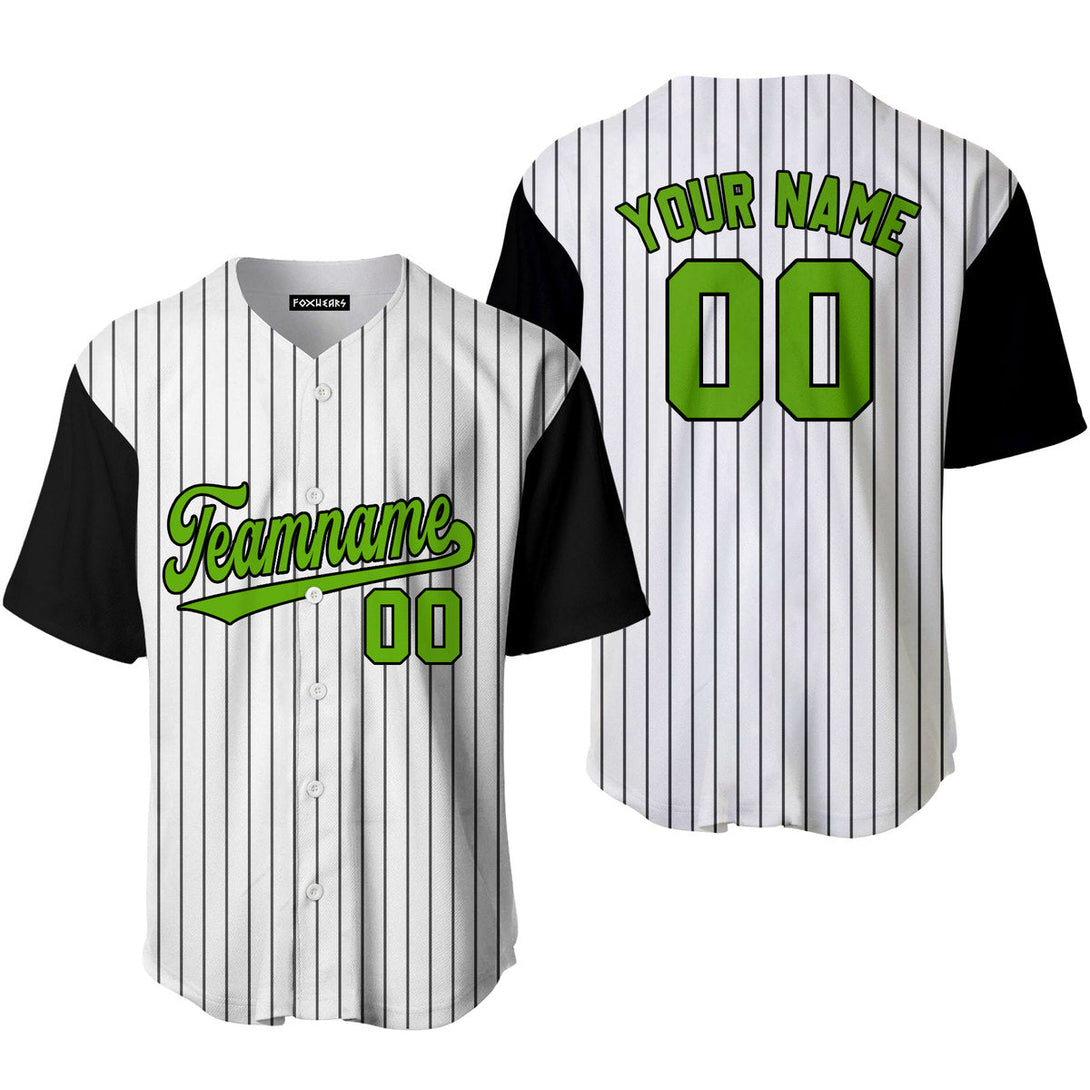 Custom Black White Pinstripe Kelly Green Black Raglan Sleeves Baseball Jerseys For Men & Women