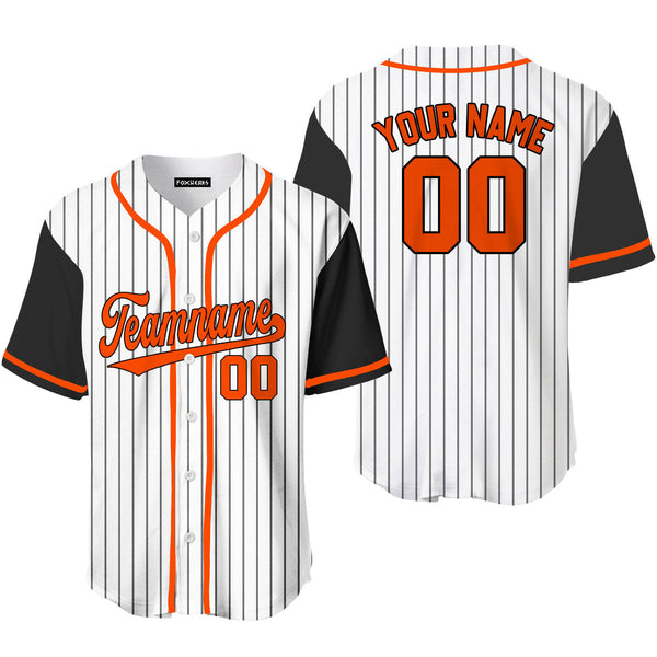 Custom Black White Pinstripe Orange Black Raglan Sleeves Baseball Jerseys For Men & Women