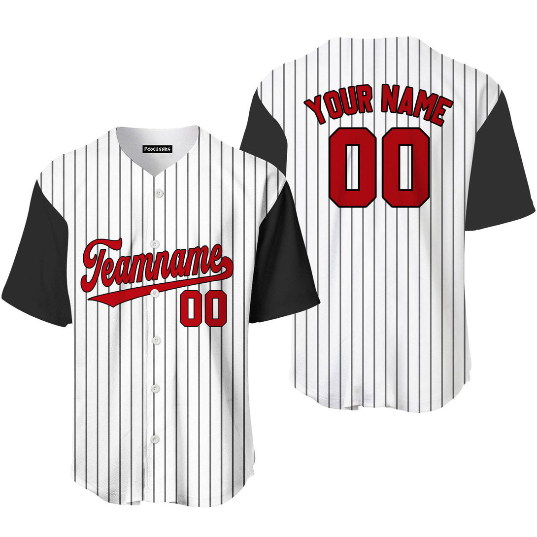 Custom Black White Pinstripe Red Black Raglan Sleeves Baseball Jerseys For Men & Women