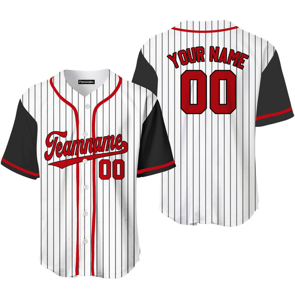 Custom Black White Pinstripe Red Black Raglan Sleeves Baseball Jerseys For Men & Women