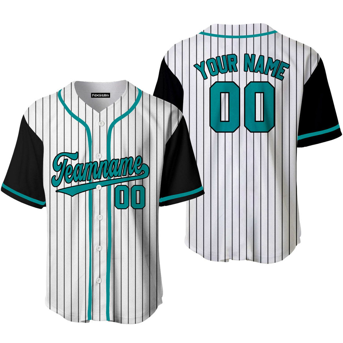 Custom Black White Pinstripe Teal Black Raglan Sleeves Baseball Jerseys For Men & Women