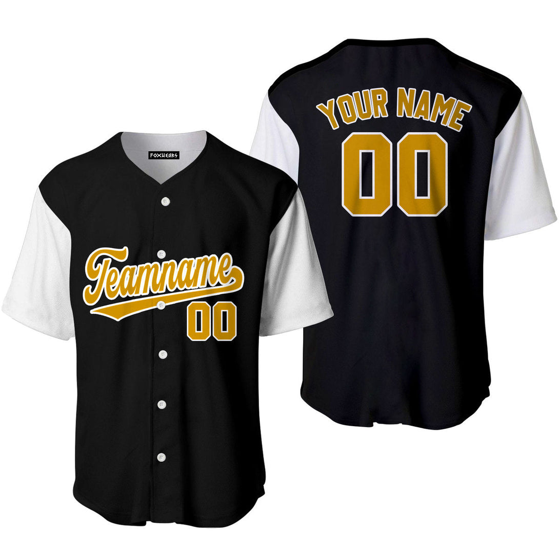 Custom Black White Raglan Gold White Baseball Jerseys For Men & Women