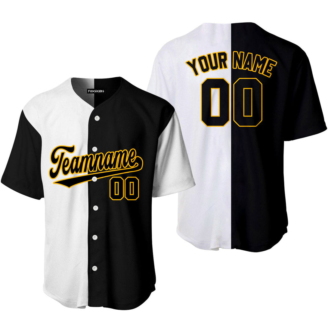 Custom Black White Split Gold Baseball Jerseys For Men & Women