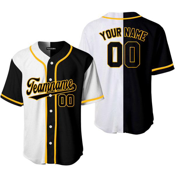 Custom Black White Split Gold Baseball Jerseys For Men & Women