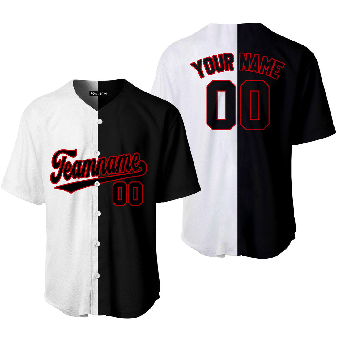 Custom Black White Split Red Baseball Jerseys For Men & Women