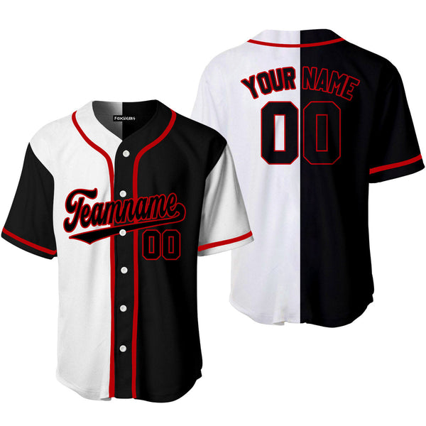 Custom Black White Split Red Baseball Jerseys For Men & Women