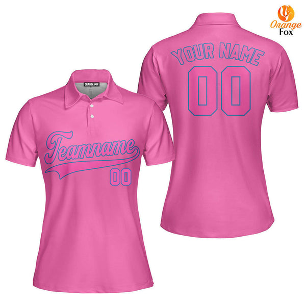 Custom Blue And Pink Custom Polo Shirt For Women