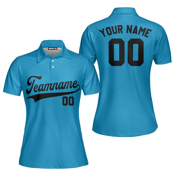 Custom Blue Black Custom Polo Shirt For Women