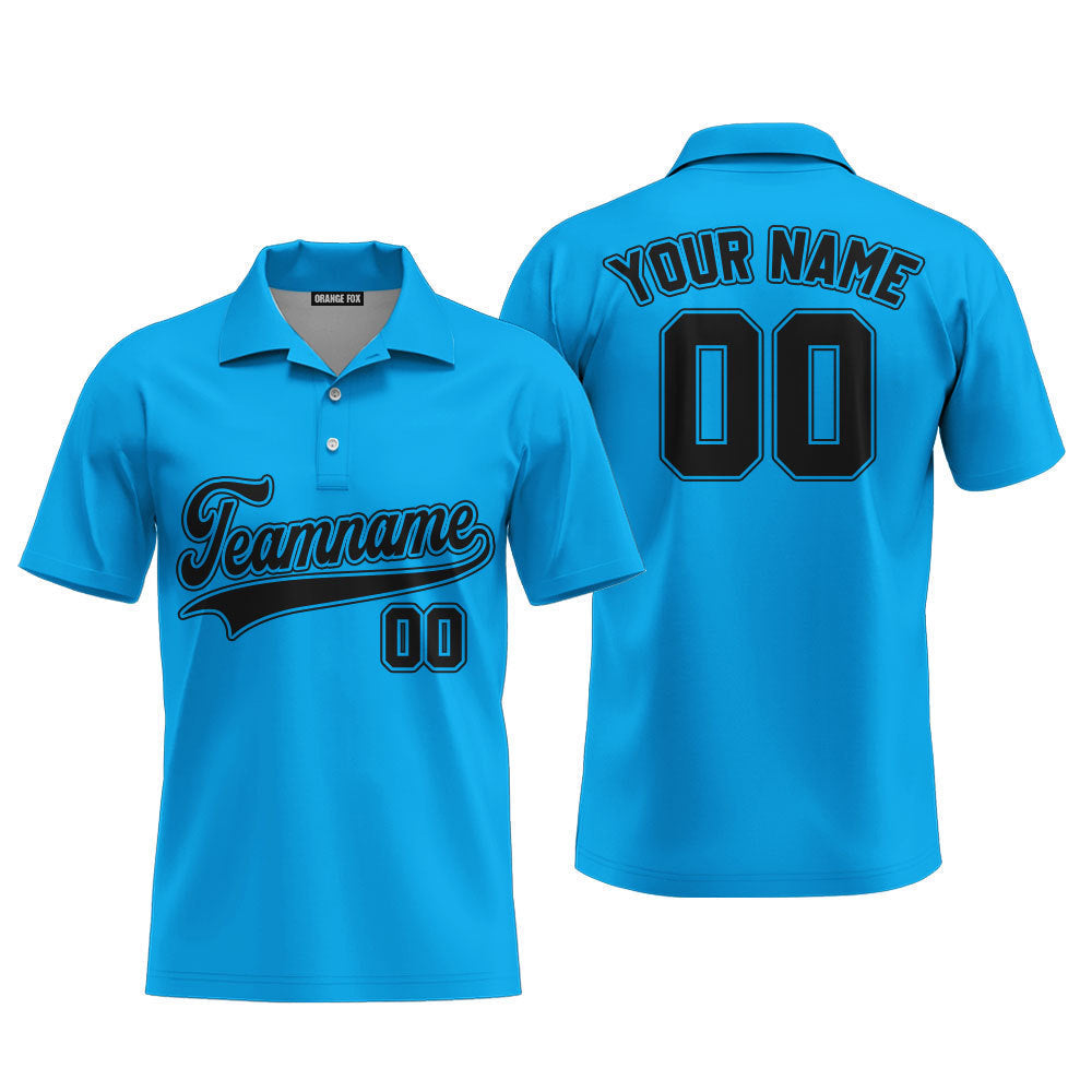 Custom Blue Black Fade Custom Polo Shirt For Men