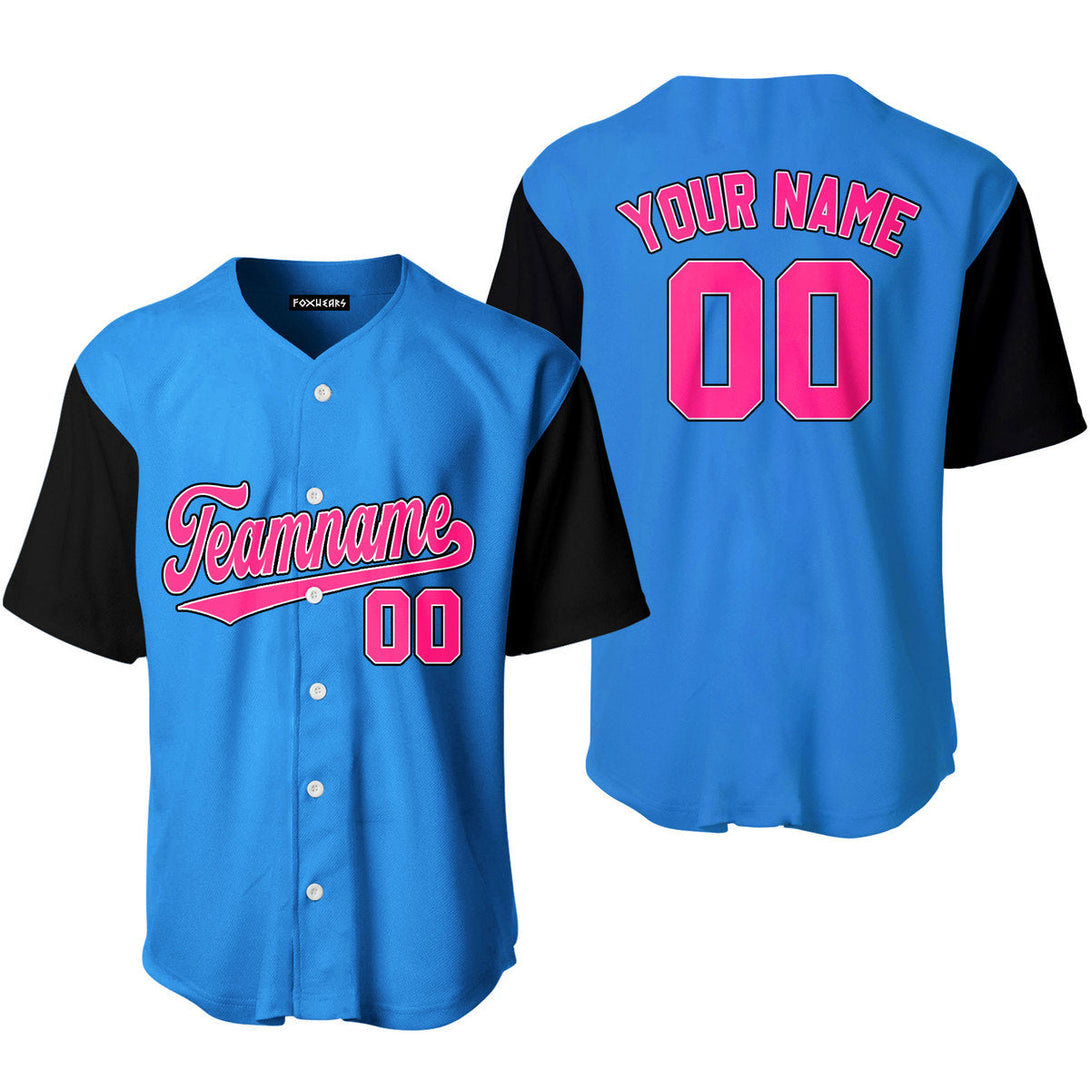Custom Blue Black Raglan Pink Baseball Jerseys For Men & Women