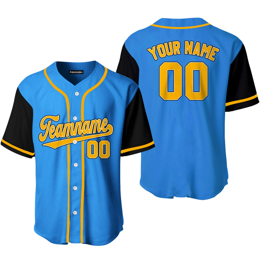 Custom Blue Black Raglan Yellow Baseball Jerseys For Men & Women