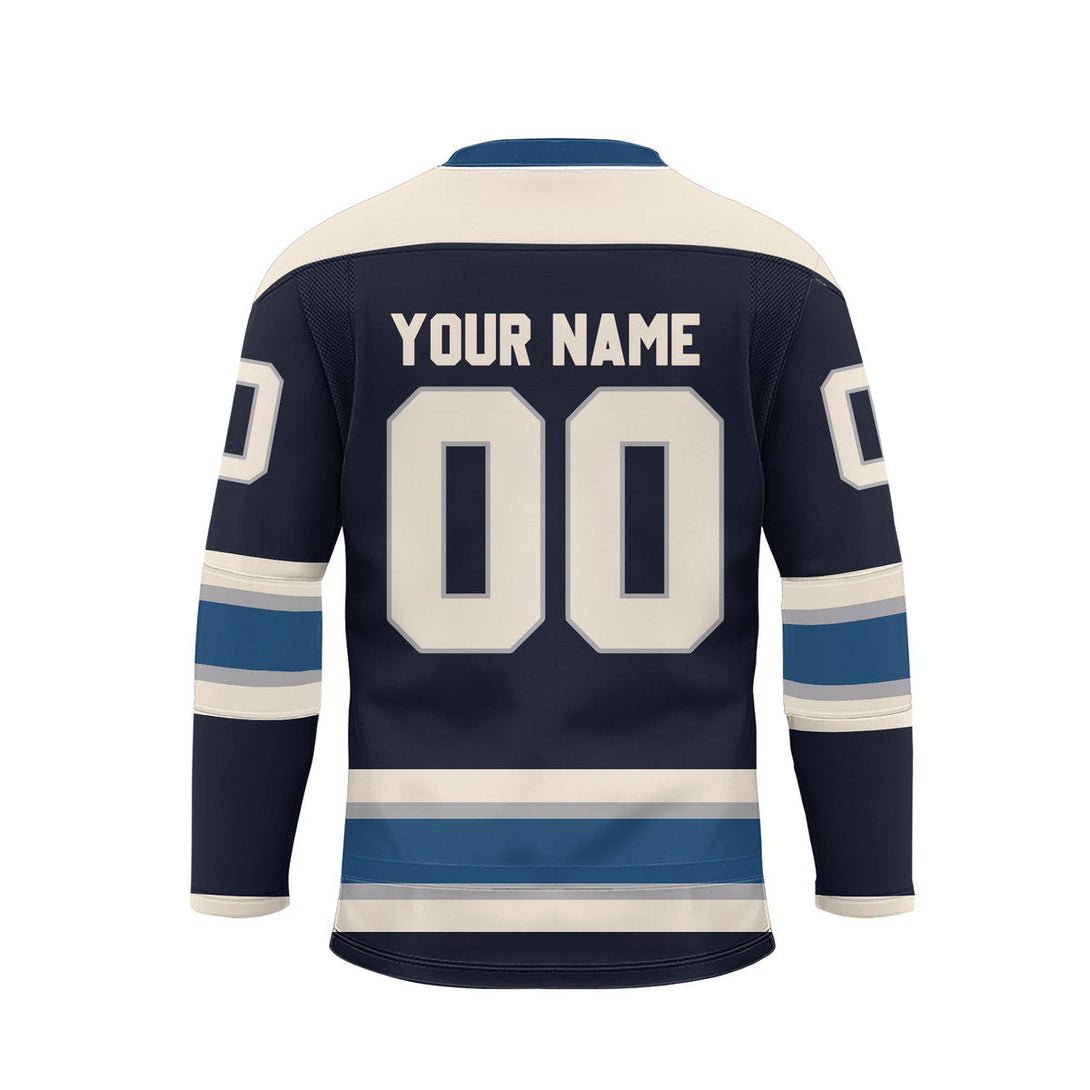 Custom Blue Columbus Lace Neck Hockey Jersey For Men & Women