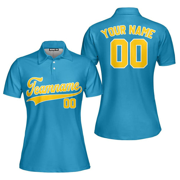 Custom Blue Gold - White Custom Polo Shirt For Women