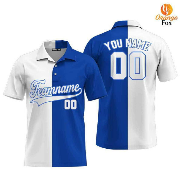 Custom Blue LIght Blue White Split Fashion Custom Polo Shirt For Men