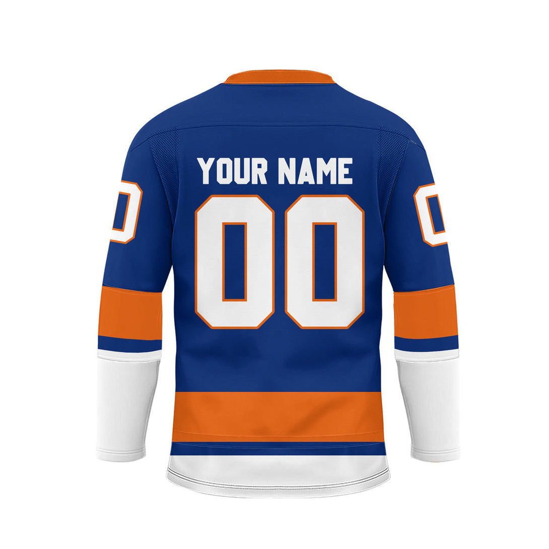 Custom Blue New York Lace Neck Hockey Jersey For Men & Women