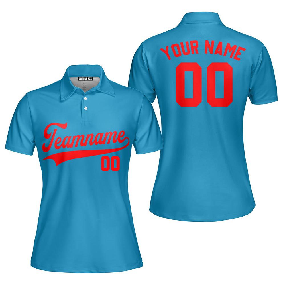 Custom Blue Red Custom Polo Shirt For Women