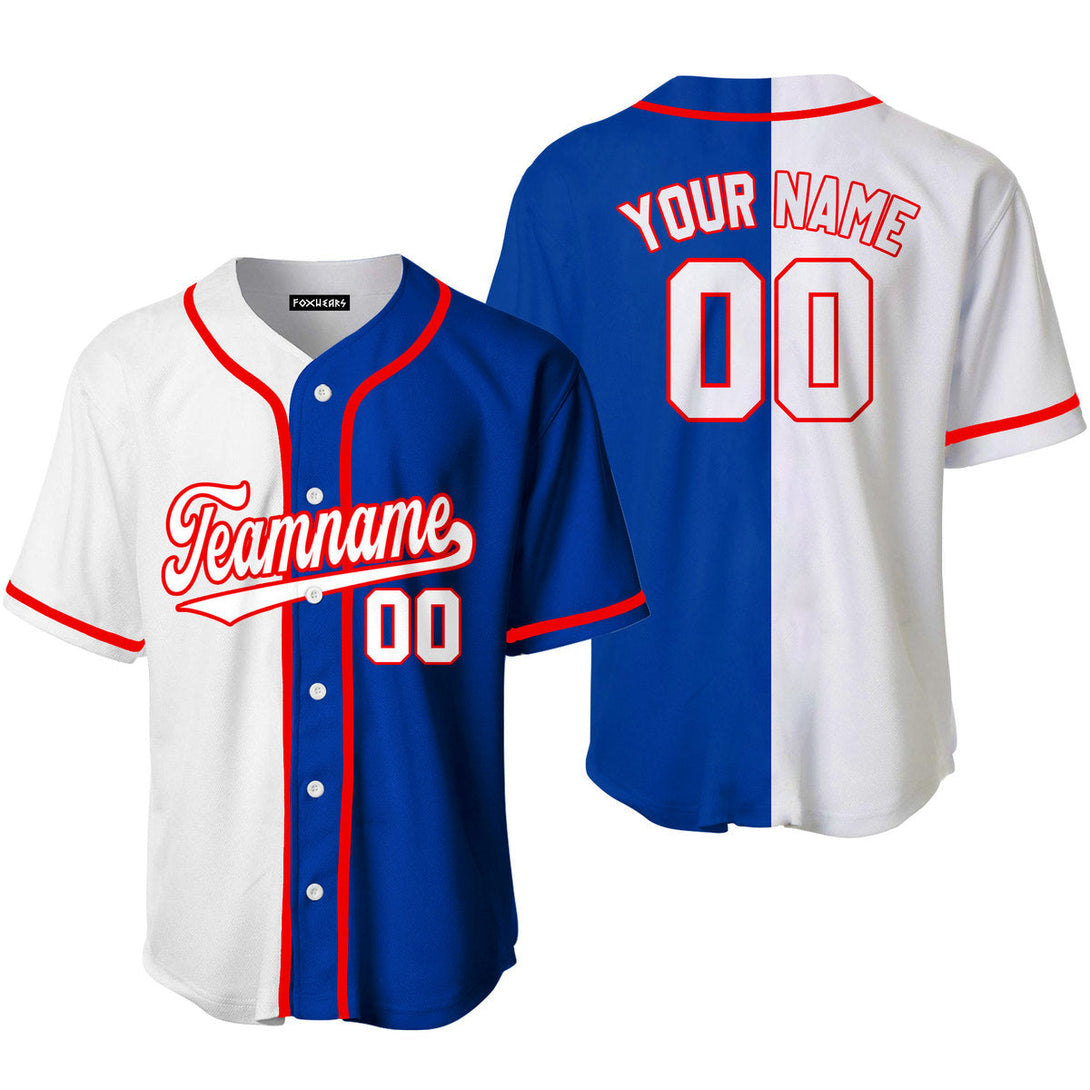 Custom Blue Red White Split Fashion Baseball Jerseys For Men & Women