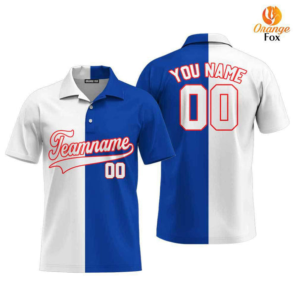 Custom Blue Red White Split Fashion Custom Polo Shirt For Men