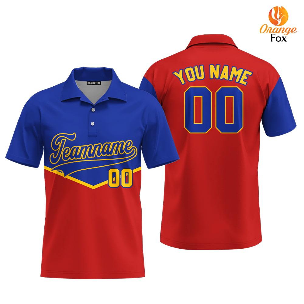 Custom Blue Red Yellow Pipping Custom Polo Shirt For Men