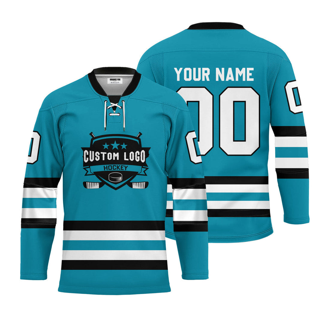 Custom Blue San Jose Lace Neck Hockey Jersey For Men & Women