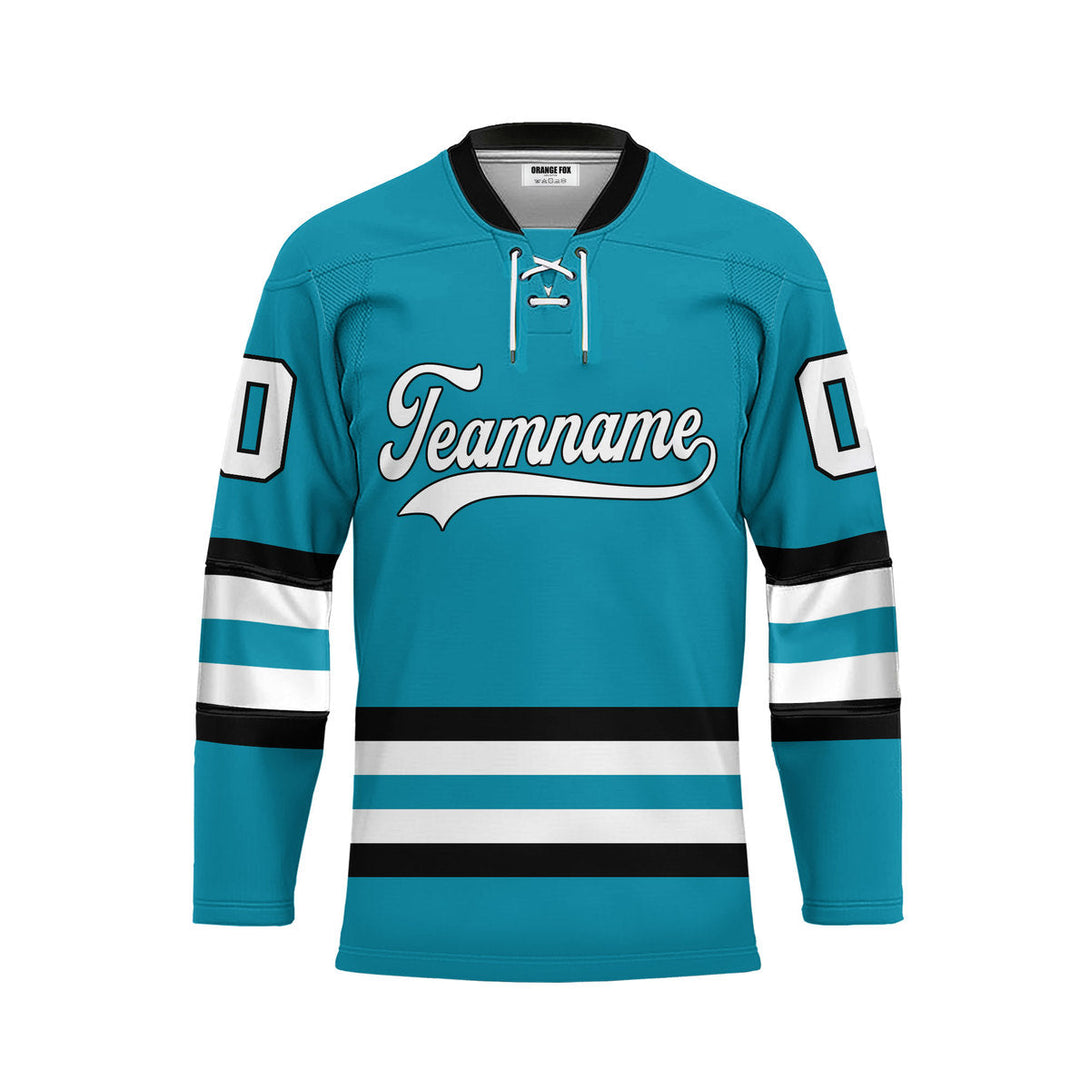 Custom Blue San Jose Lace Neck Hockey Jersey For Men & Women