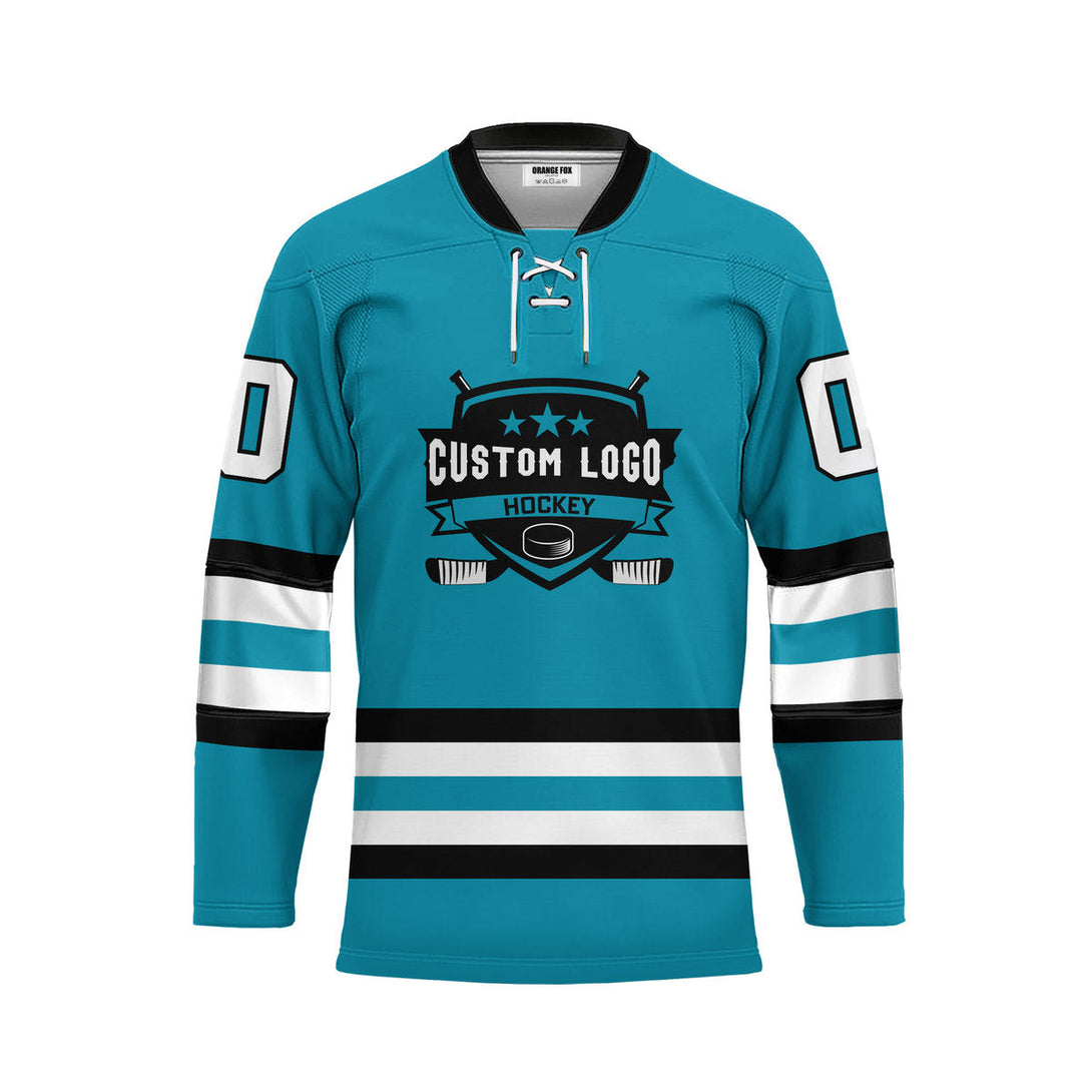 Custom Blue San Jose Lace Neck Hockey Jersey For Men & Women