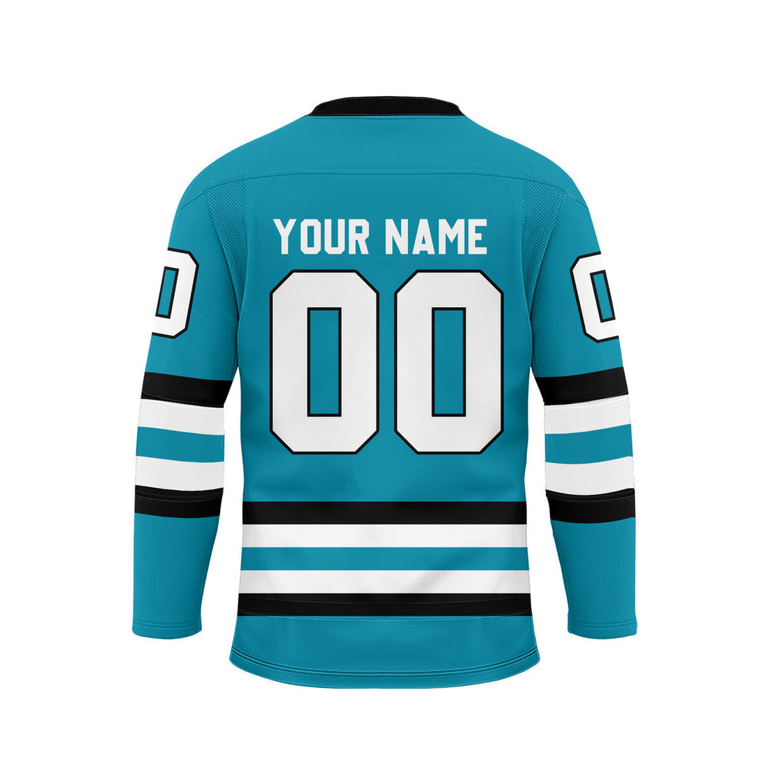 Custom Blue San Jose Lace Neck Hockey Jersey For Men & Women