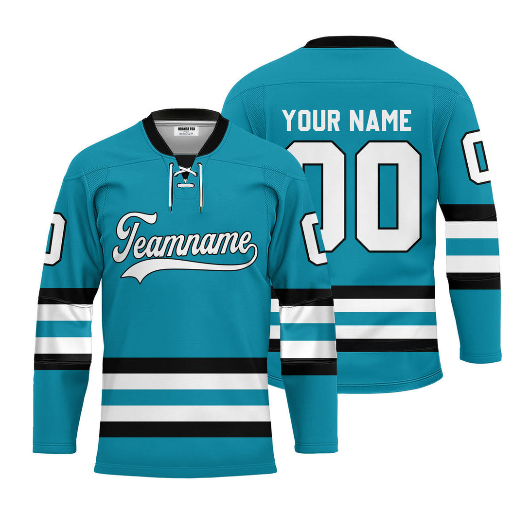 Custom Blue San Jose Lace Neck Hockey Jersey For Men & Women