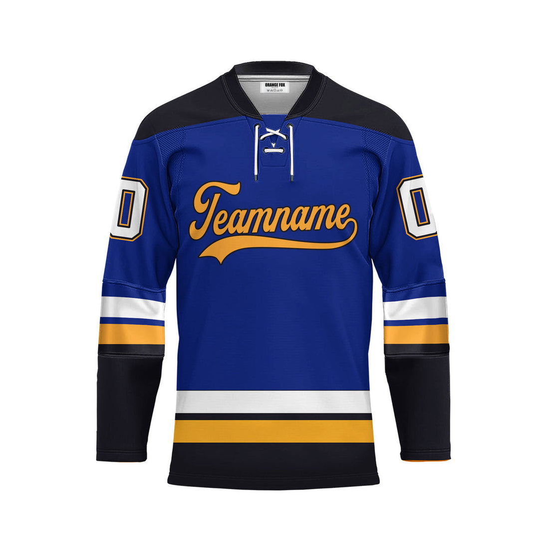 Custom Blue St Louis Lace Neck Hockey Jersey For Men & Women