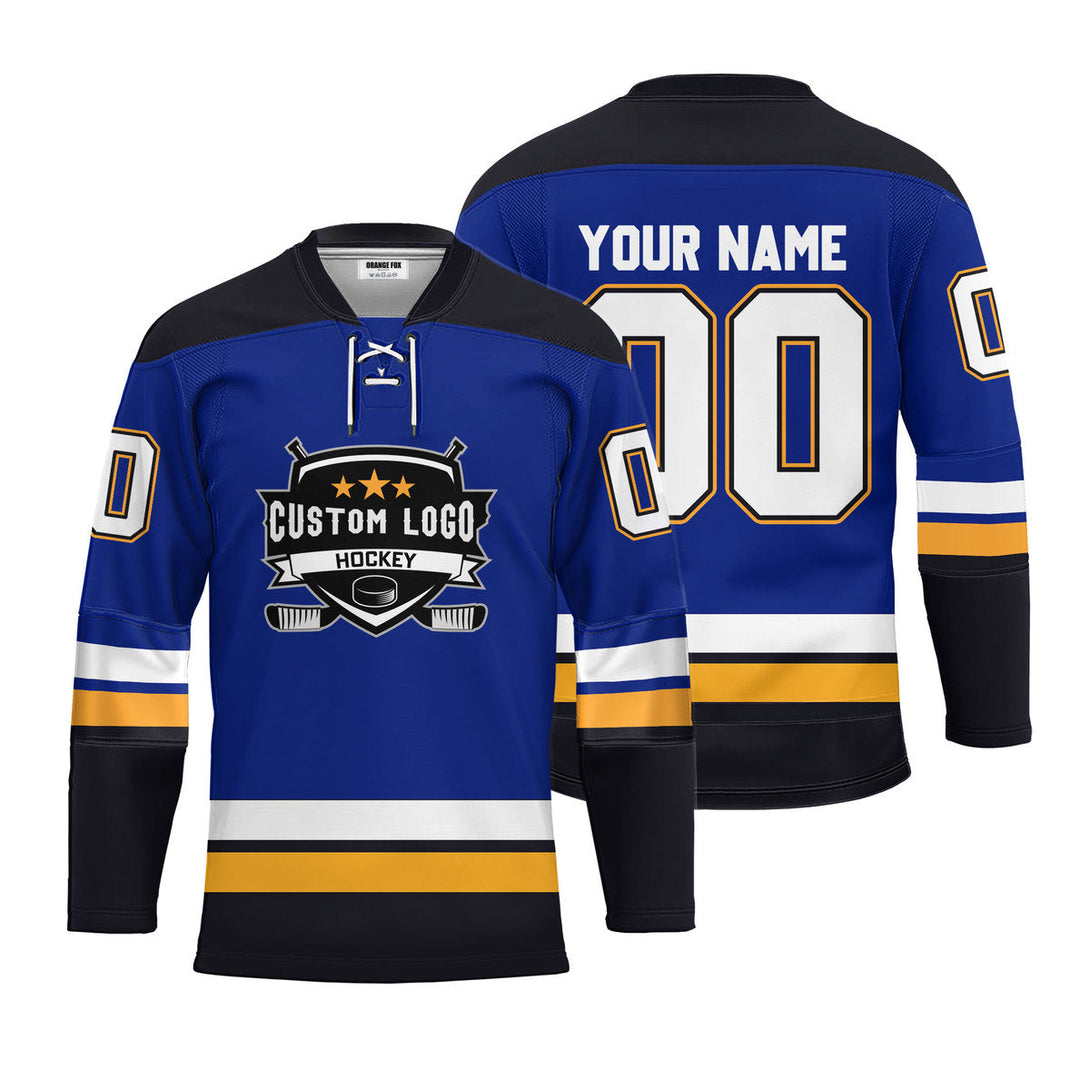 Custom Blue St Louis Lace Neck Hockey Jersey For Men & Women