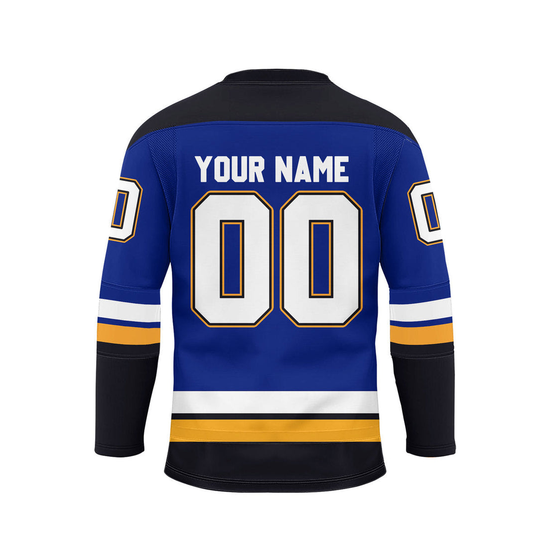 Custom Blue St Louis Lace Neck Hockey Jersey For Men & Women