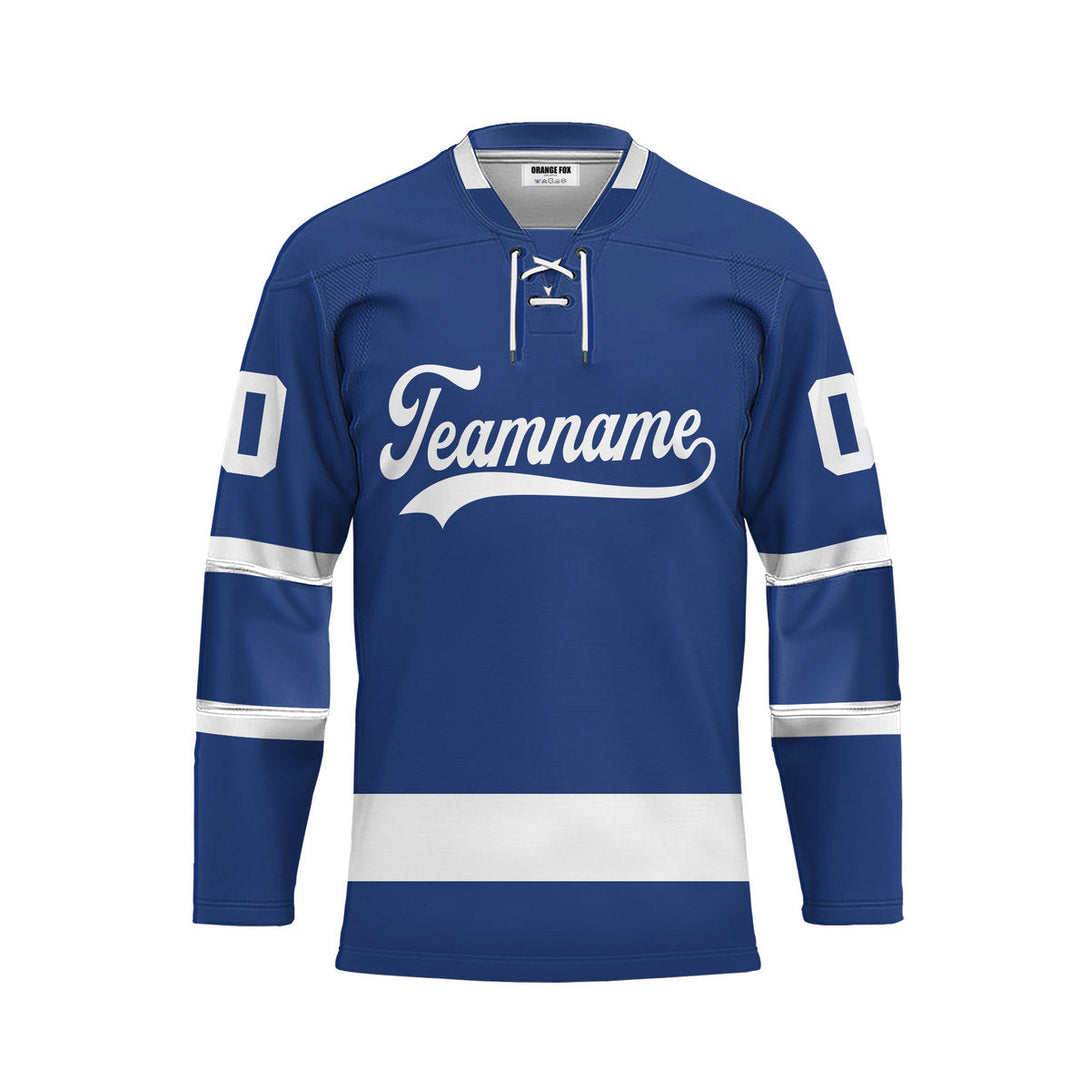 Custom Blue Toronto Lace Neck Hockey Jersey For Men & Women