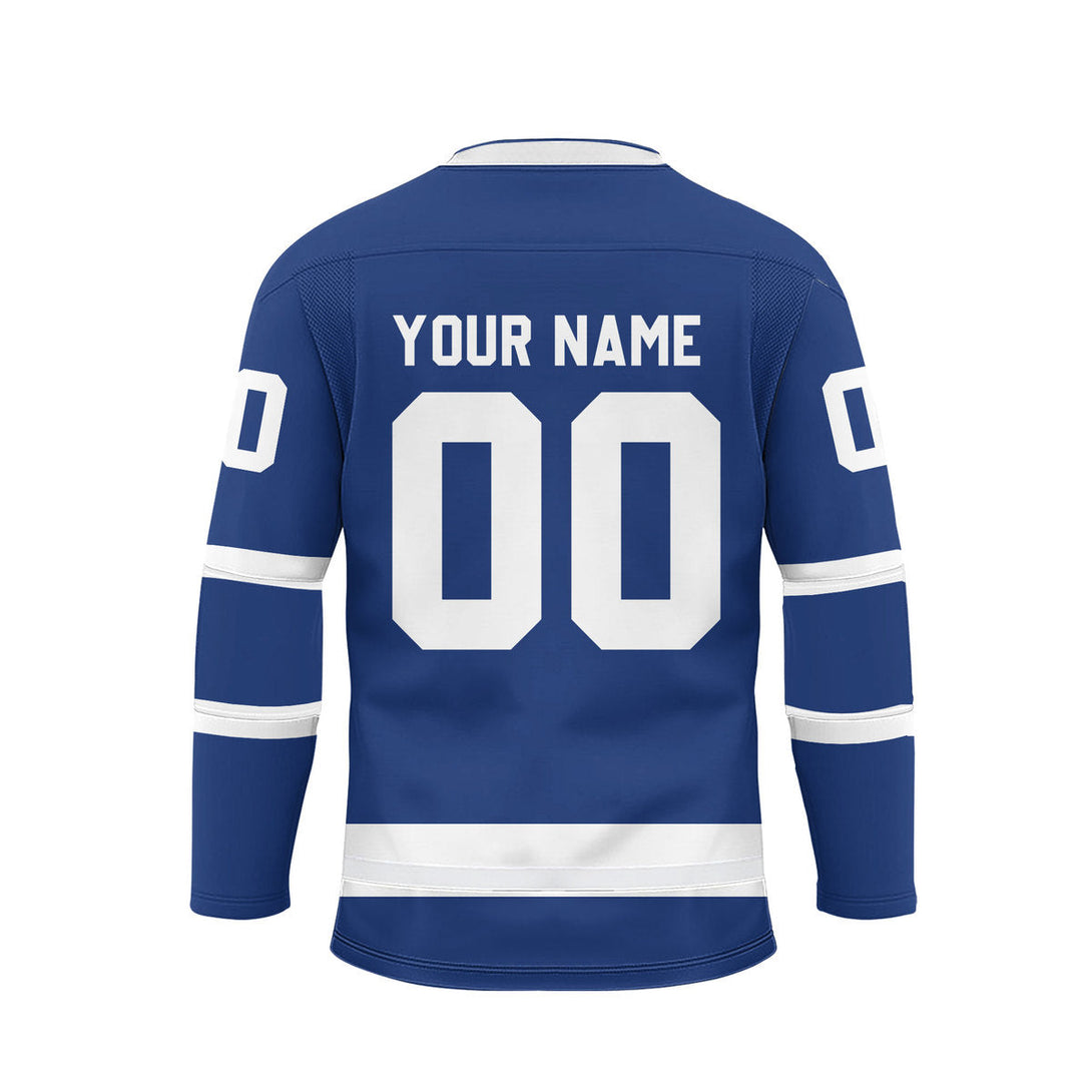 Custom Blue Toronto Lace Neck Hockey Jersey For Men & Women