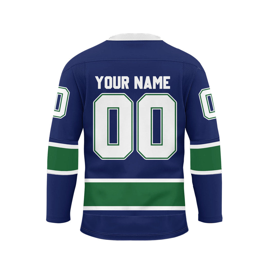 Custom Blue Vancouver Lace Neck Hockey Jersey For Men & Women