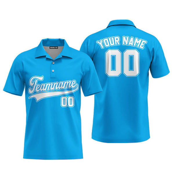 Custom Blue White Custom Polo Shirt For Men