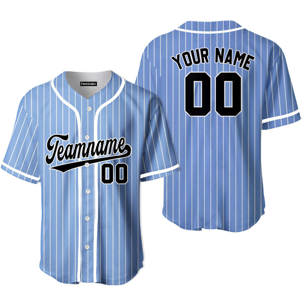 Custom Blue White Pinstripe Black White Baseball Jerseys For Men & Women