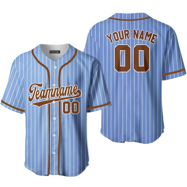 Custom Blue White Pinstripe Brown White Baseball Jerseys For Men & Women