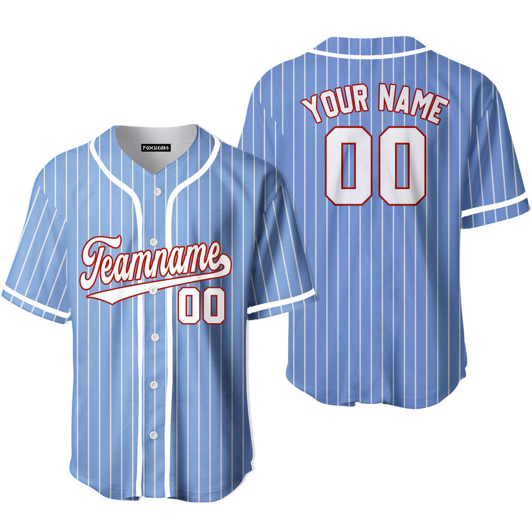 Custom Blue White Pinstripe White Red Baseball Jerseys For Men & Women