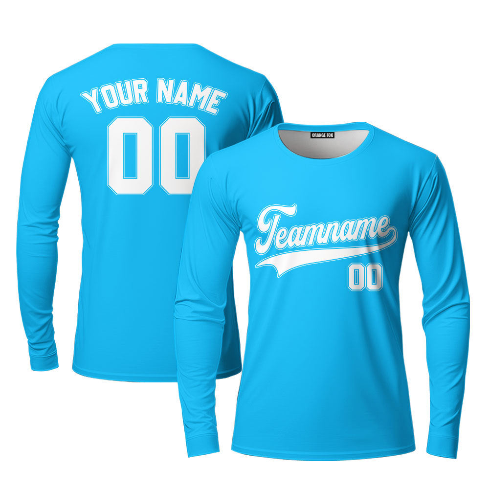 Custom Blue Yellow Custom Long Sleeve T-Shirt For Men & Women