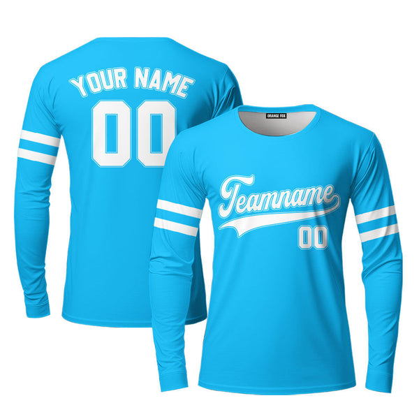 Custom Blue Yellow Custom Long Sleeve T-Shirt For Men & Women