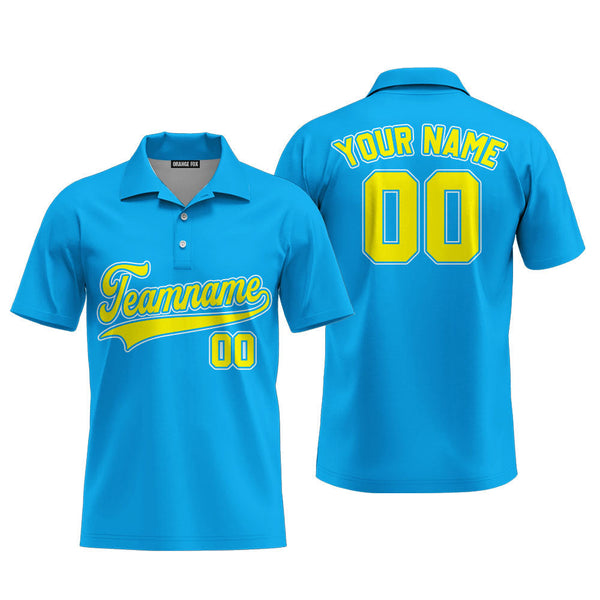 Custom Blue Yellow Custom Polo Shirt For Men