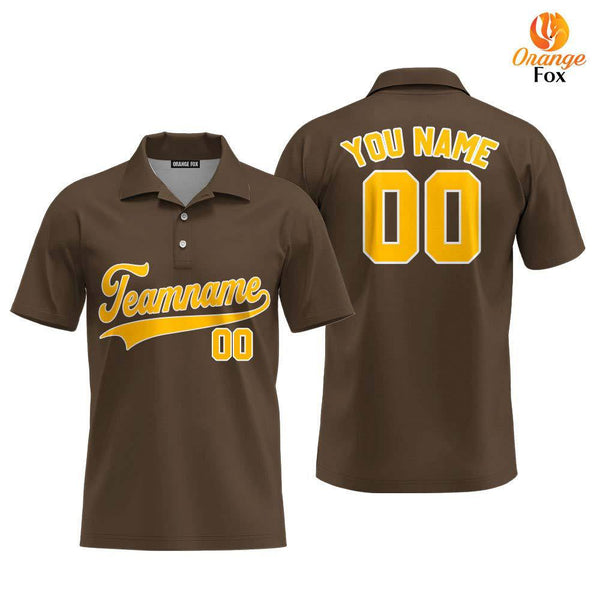 Custom Brown Gold - White Custom Polo Shirt For Men