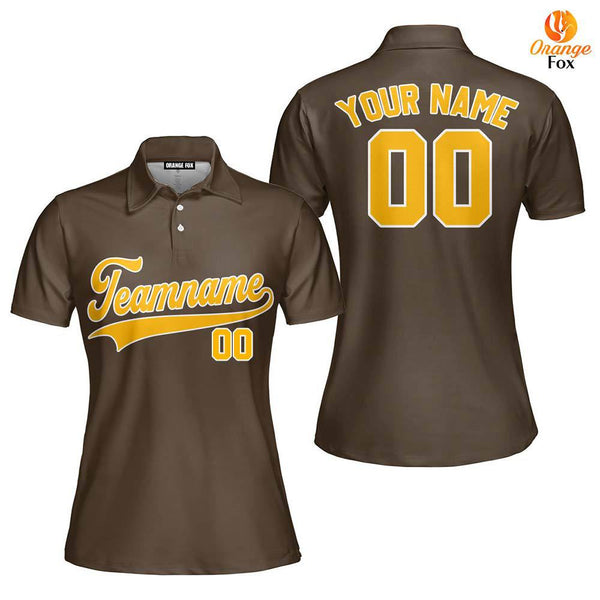 Custom Brown Gold - White Custom Polo Shirt For Women