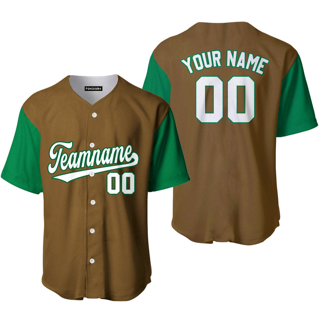 Custom Brown Green Raglan White Baseball Jerseys For Men & Women