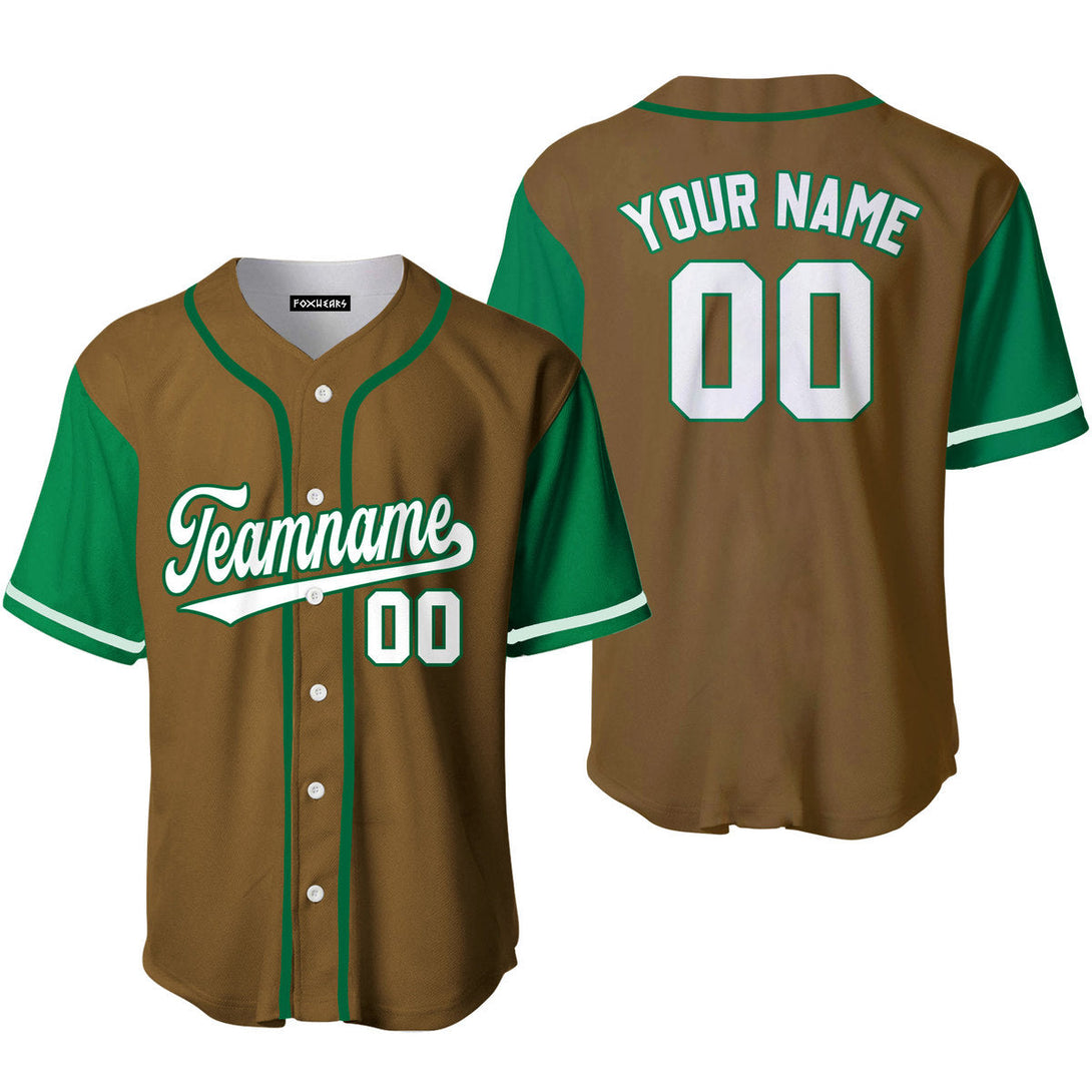 Custom Brown Green Raglan White Baseball Jerseys For Men & Women