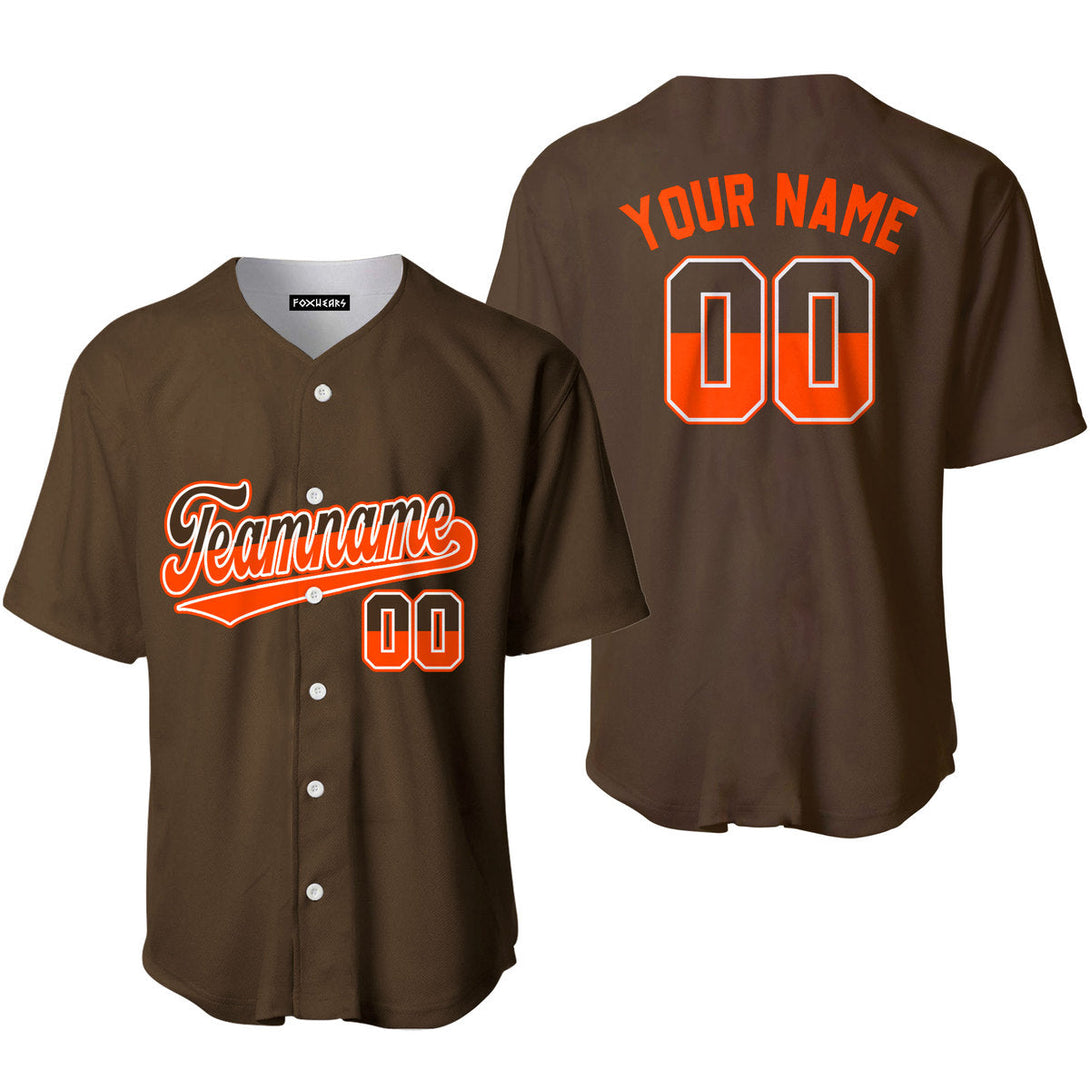 Custom Brown Orange Brown Fade White Custom Baseball Jerseys For Men & Women