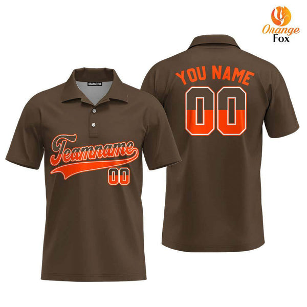 Custom Brown Orange Brown Fade - White Custom Polo Shirt For Men