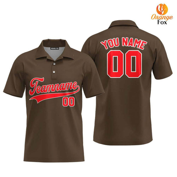 Custom Brown Red - White Custom Polo Shirt For Men